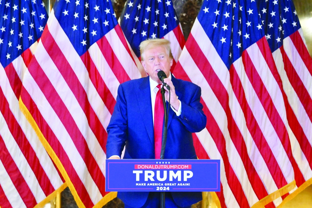 Donald Trump speaks during a press conference in New York City on Friday. — AFP