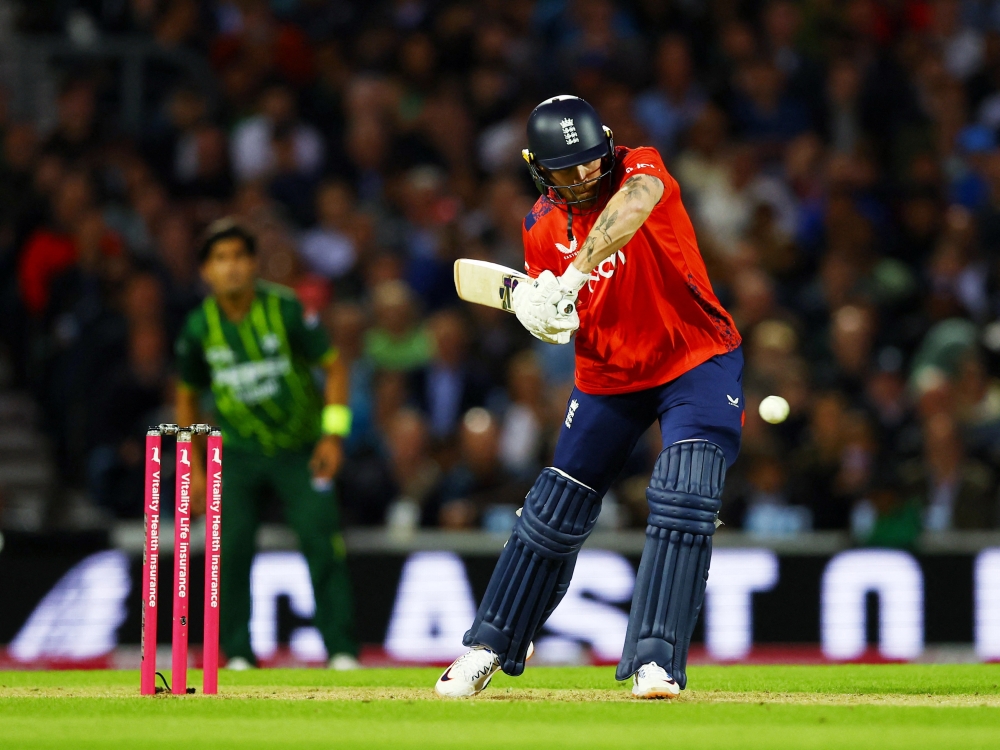 Fourth T20 International - England v Pakistan - The Oval, London, Britain - May 30, 2024 England's Adil Rashid bowls out Pakistan's Mohammad Rizwan Action.