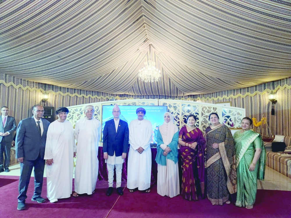 Ambassador Dornath Aryal with guests, dignitaries during the Everest Day celebrations by Nepal Embassy