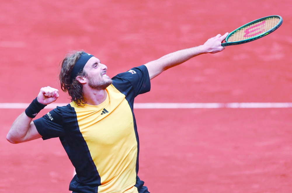 Greece's Stefanos Tsitsipas celebrates winning his fourth round match against Italy's Matteo Arnaldi REUTERS/Gonzalo Fuentes