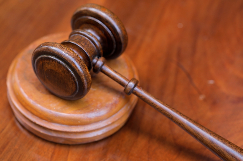 A gavel and a block is pictured at the George Glazer Gallery antique store in this illustration picture taken in Manhattan, New York City.