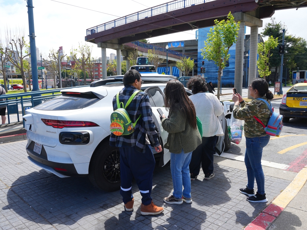 Four seats are available to passengers  you can sit up front, but youre not allowed to sit in the drivers seat (if you try, the car will not move).  (Jim Wilson/The New York Times)