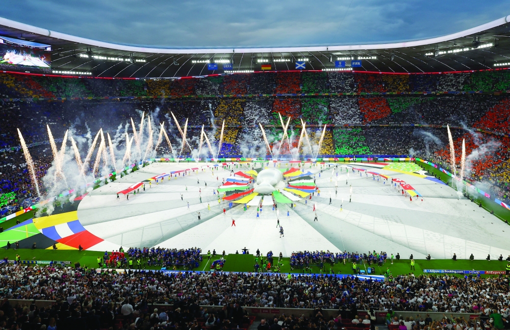 General view during the pre match show inside the stadium before the match REUTERS