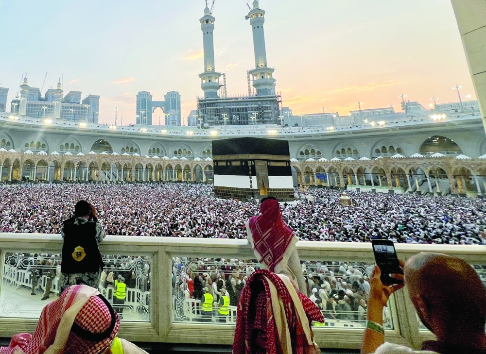 Pilgrims circle the Kaaba as they perform Tawaf at the Grand Mosque in Mecca on Tuesday. — Reuters