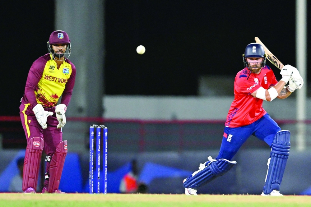 England's Phil Salt looks on after hitting a shot during the ICC men's Twenty20 World Cup 2024  -- AFP