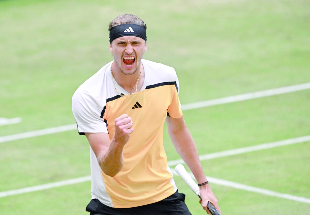 Germany's Alexander Zverev reacts after the winning.— AFP