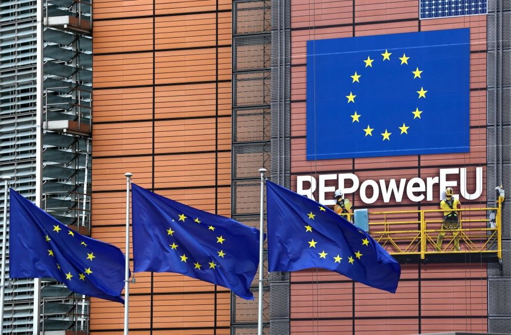 European flags fly outside the European Commission headquarters in Brussels. — Reuters file photo 