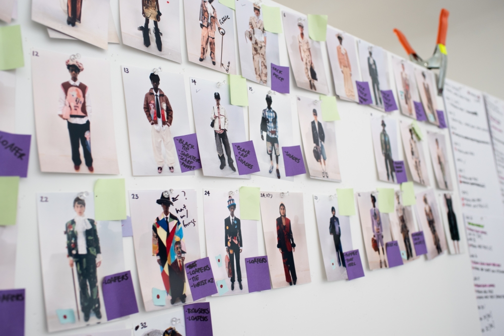 A planning board for the KidSuper fashion show at a studio where his team is preparing, in Paris, June 21, 2024. (Sam Hellmann/The New York Times)