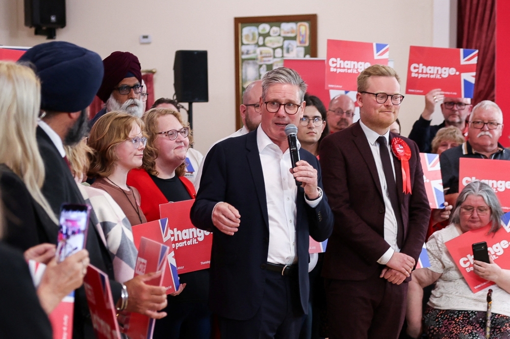 British Labour Party leader Keir Starmer speaks during an election campaign event, in Norton Canes. — Reuters 