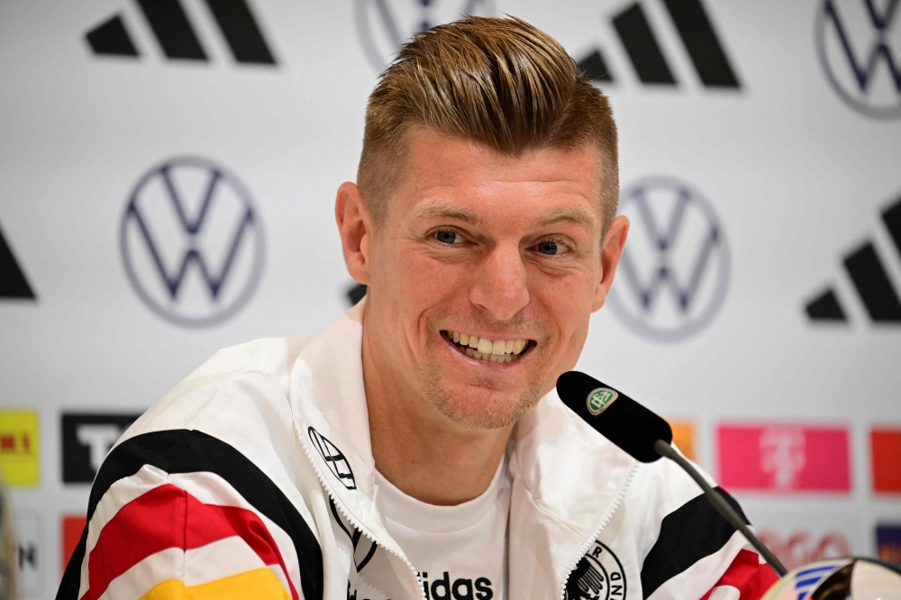 Germany's midfielder Toni Kroos during the press conference. — AFP