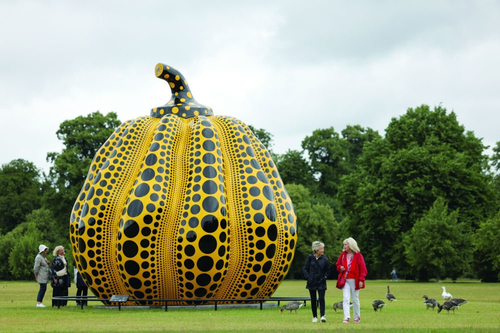 Pumpkin sculpture by Japanese artist Yayoi Kusama in London