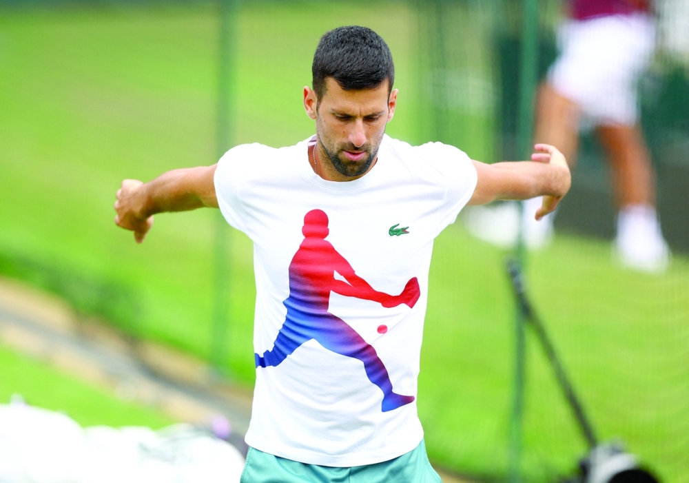 Serbia's Novak Djokovic during a practice session  
