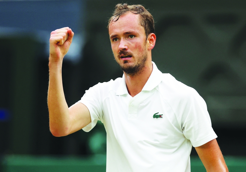 Russia's Daniil Medvedev reacts during his quarter-final match. — Reuters