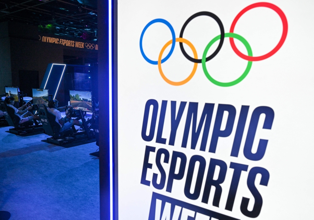  This picture shows the logo during the Olympic Esports Week in Singapore 