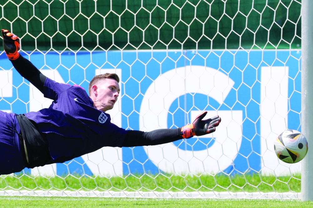 Dean Henderson attends an MD-1 training session at the team's base camp in Blankenhain. — AFP