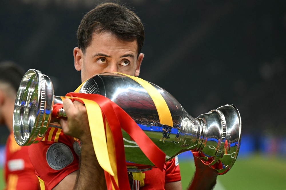  Mikel Oyarzabal kisses the trophy. — AFP