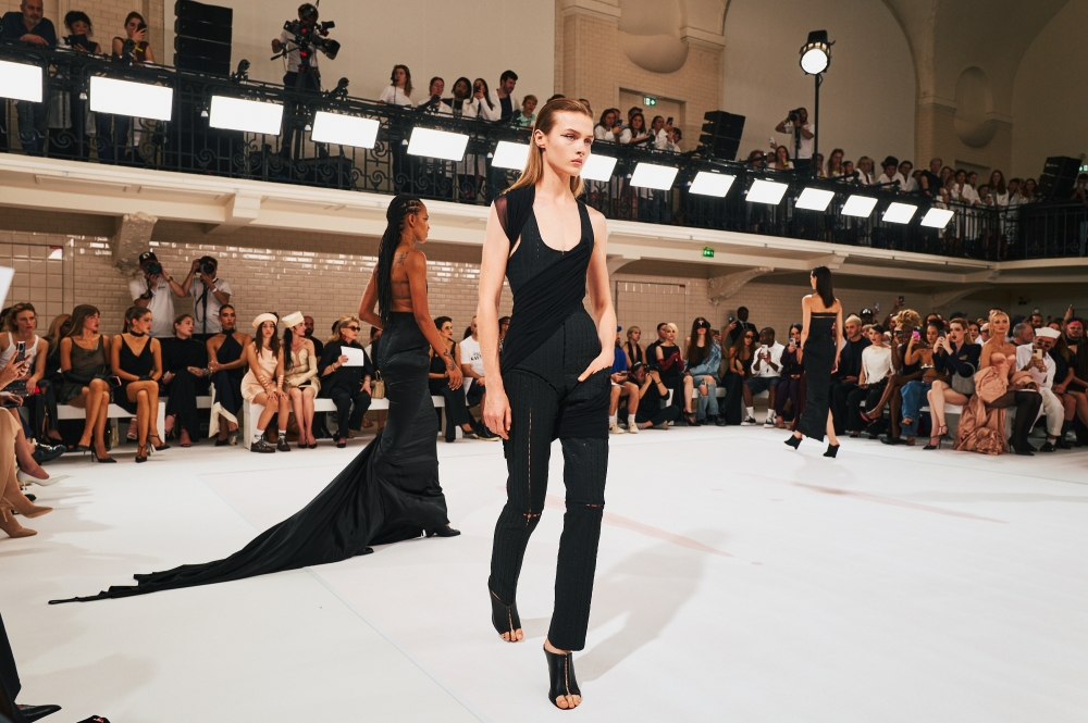 Sleek, form-fitting creations in Nicolas Di Felice’s collection for Jean Paul Gaultier during Couture Week in Paris, June 26, 2024. (Simbarashe Cha/The New York Times)