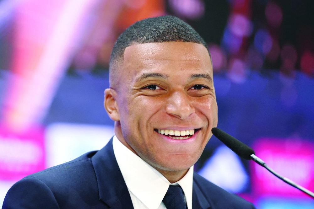 Mbappe during first press conference of Real Madrid. — AFP  