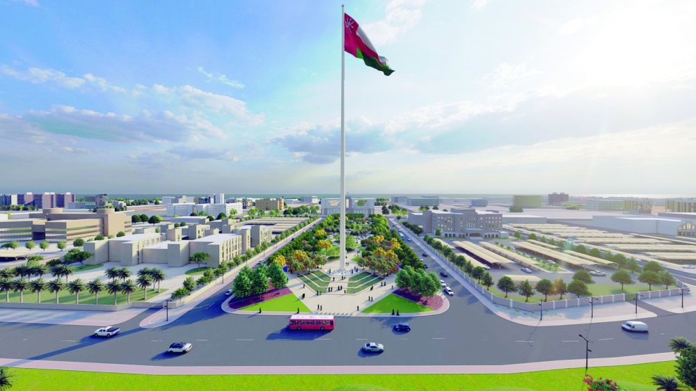 Dubbed ‘Oman’s tallest man-made structure’, a huge Omani national flag measuring 18 metres in length and 31.5 metres in width, will flutter on top of the flagpole