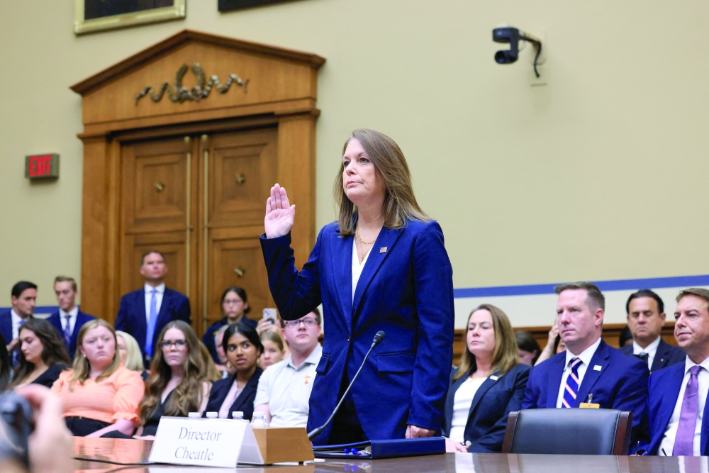 U.S. Secret Service Director Kimberly Cheatle is sworn in during a House of Representatives Oversight Committee hearing on the security lapses, on Capitol Hill in Washington, U.S., July 22. — Reuters 