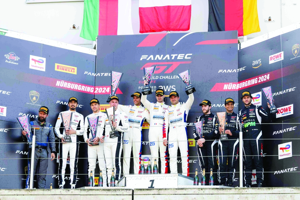 Gold Cup podium celebrations at the Nürburgring on Sunday. 
