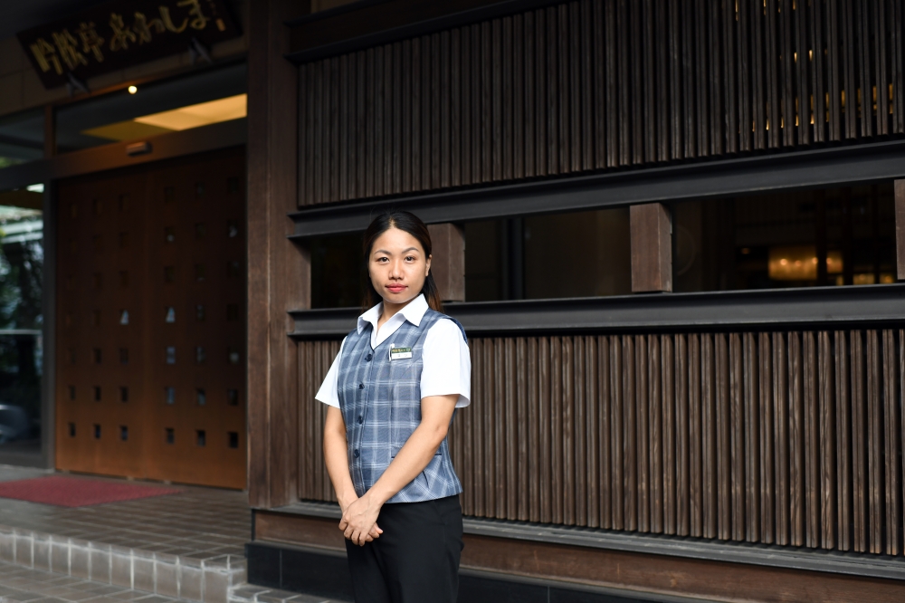 Ngun Nei Par, the general manager at Ginshotei Awashima, graduated from a university in Myanmar with a degree in geography