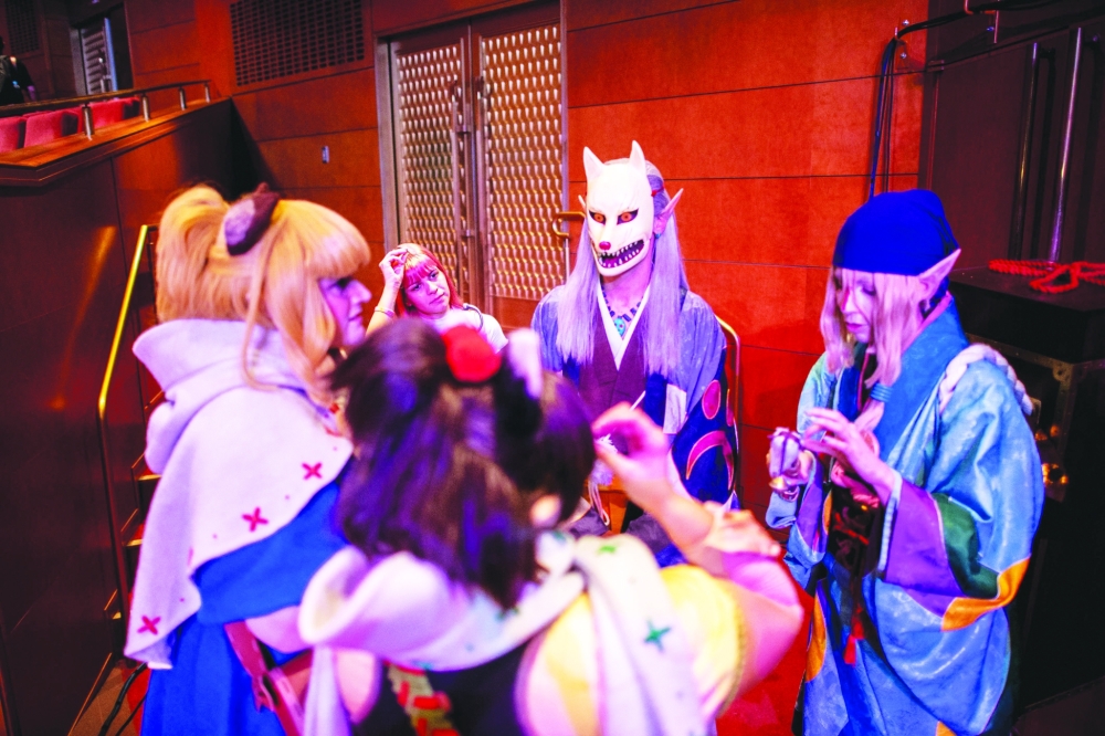Cosplay competitors take part in a rehearsal before the world cosplay championship 2024 during the World Cosplay Summit in Nagoya on August 3, 2024. 