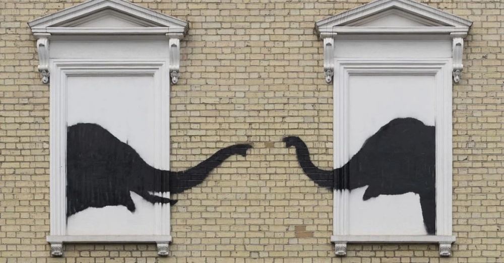 Banksy adds to animal collection in London with new elephant design