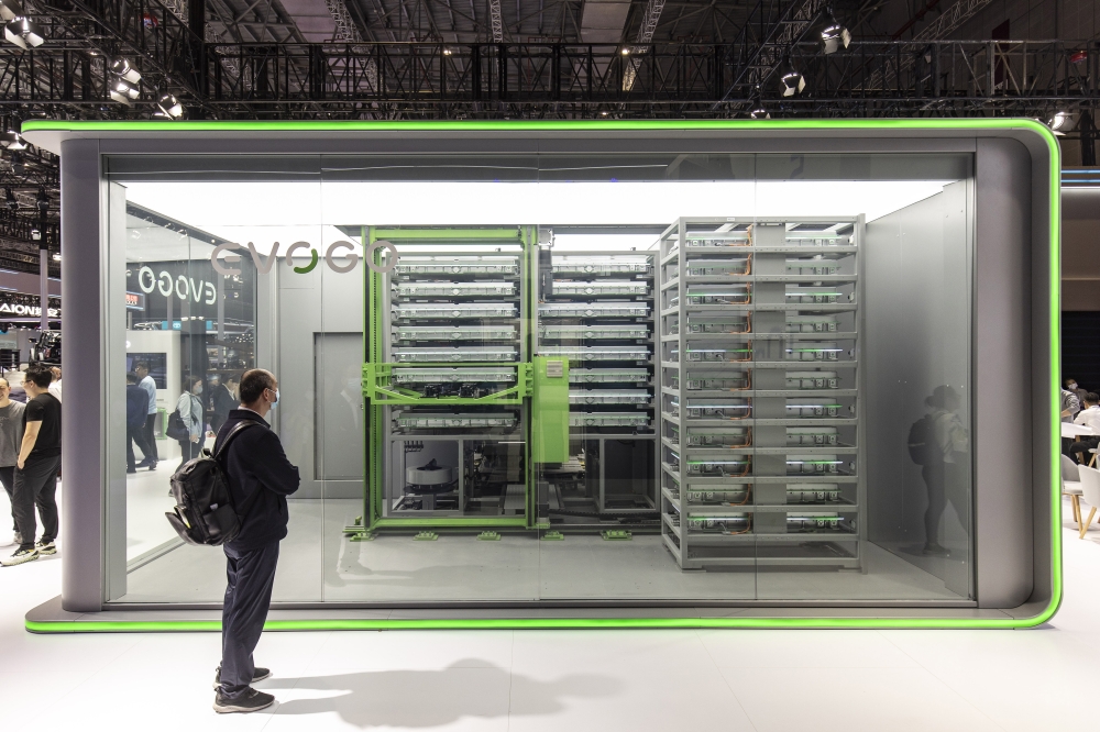 CATL, a leading battery maker, showcases its technology at an auto trade show in Shanghai, April 19, 2023. (Qilai Shen/The New York Times)