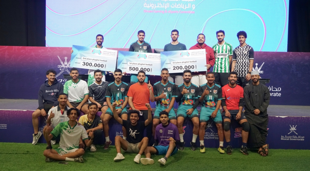 The top three winners of 'Phygital Football' tournament.