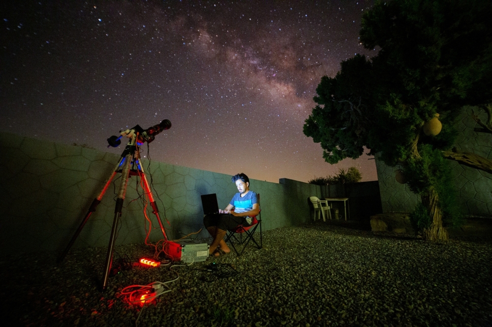 portrait with summer milky way in Al srah mountain