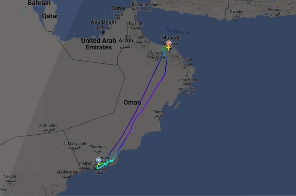 A diverted flight route path