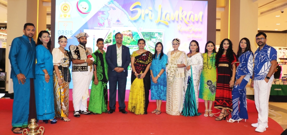 Sri Lankan models pose with Sri Lankan Ambassador Sabarullah Khan