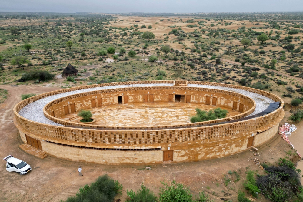 A view of Rajkumari Ratnavati Girls' School, in Kanoi village near Jaisalmer