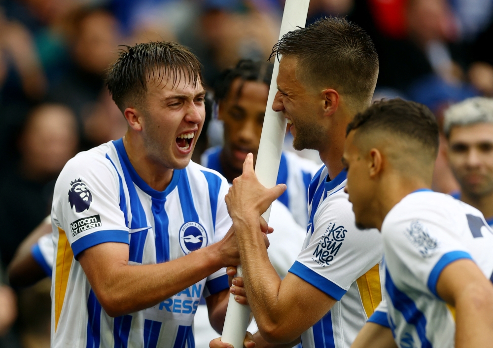  Jack Hinshelwood celebrates after Joao Pedro scores their second goal Reuters