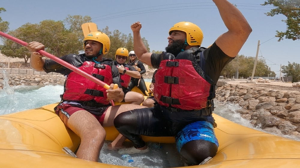 Salem Al Attas taking on the roaring rapids at Al Ain Adventure Park