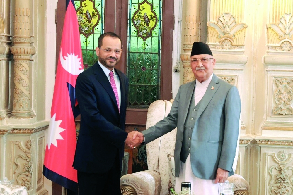 Sayyid Badr on Tuesday met with Khadga Prasad Sharma Oli, Prime Minister of the Federal Democratic Republic of Nepal. — ONA