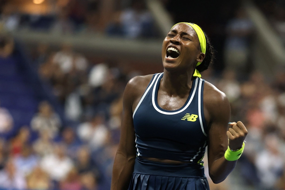  USA's Coco Gauff reacts after winning against Germany's Tatjana Maria. —   AFP


