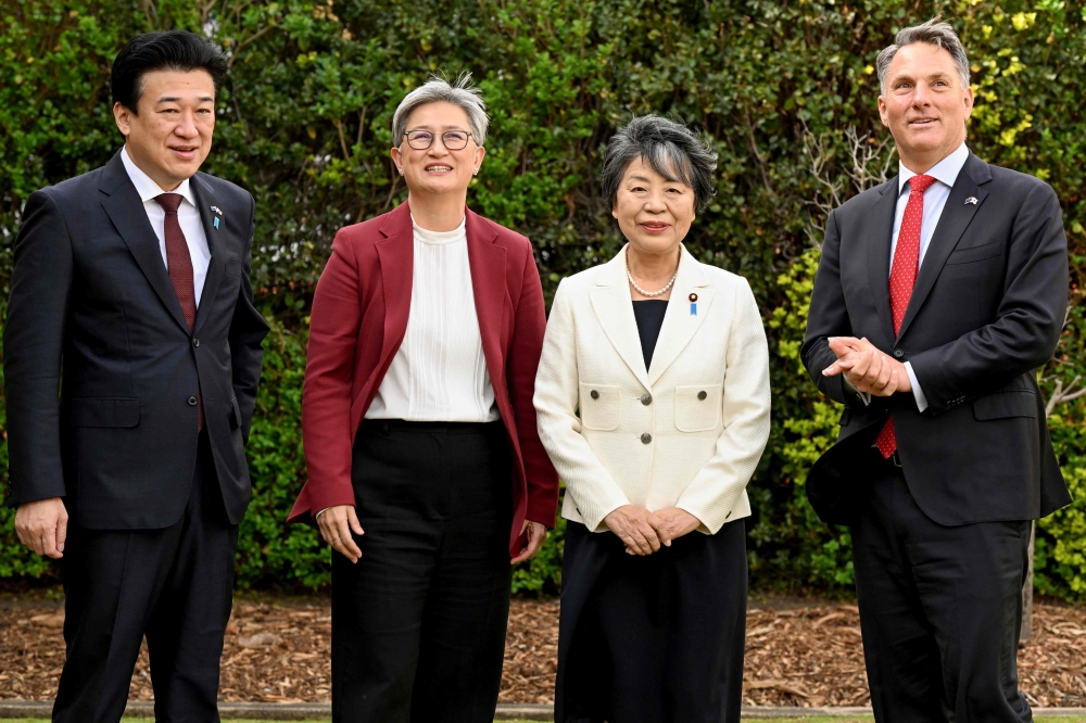 Australia's Foreign Minister Penny Wong (2nd L) and Australia's Defence Minister Richard Marles with Japan's Minister of Foreign Affairs Yoko Kamikawa and Japan's Defence Minister Minoru Kihara at the 11th Australia-Japan 2 2 Foreign and Defence Ministerial Consultation in Queenscliff. - AFP


