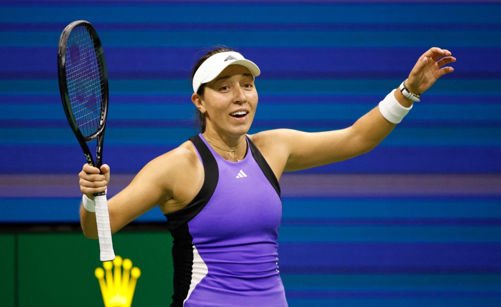 USA's Jessica Pegula celebrates defeating Czech Republic's Karolina Muchova during their women's semifinals match 