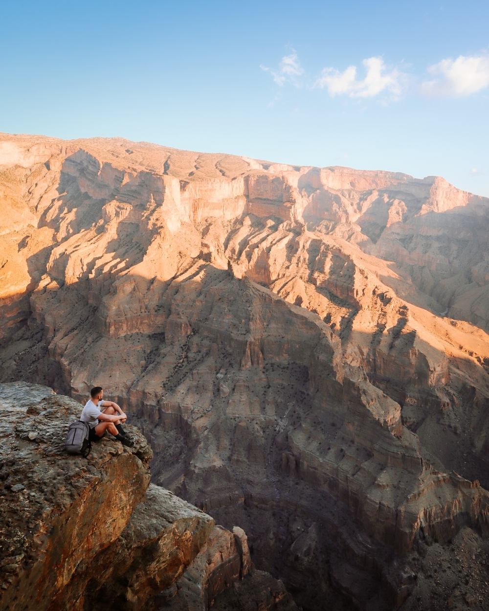 Roman Zanetti at Jebel Shams, Oman's highest mountain