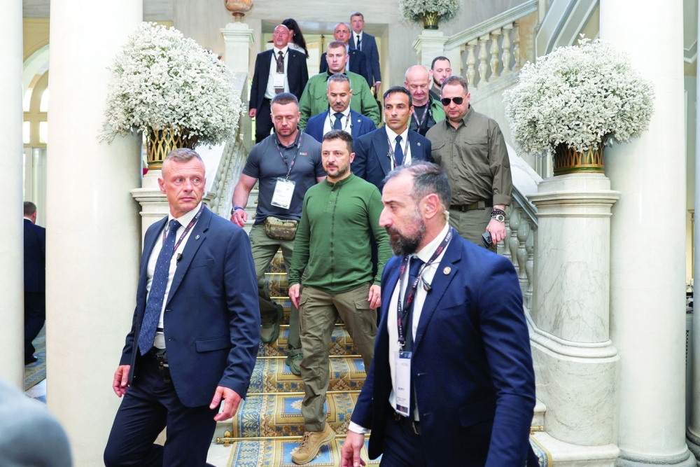 Ukrainian President Volodymyr Zelenskiy walks as he attends the European House-Ambrosetti Forum, in Cernobbio, Italy. — Reuters