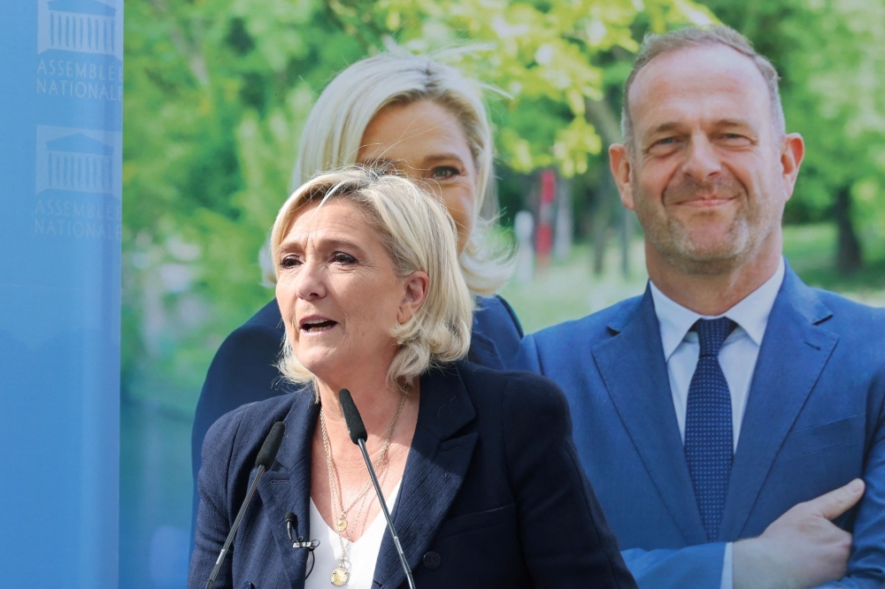 National Rally deputy and former president of the French far-right Rassemblement National (RN) parliamentary group Marine Le Pen delivers a speech during her political re-entry, in Henin-Beaumont, northern France. — AFP 