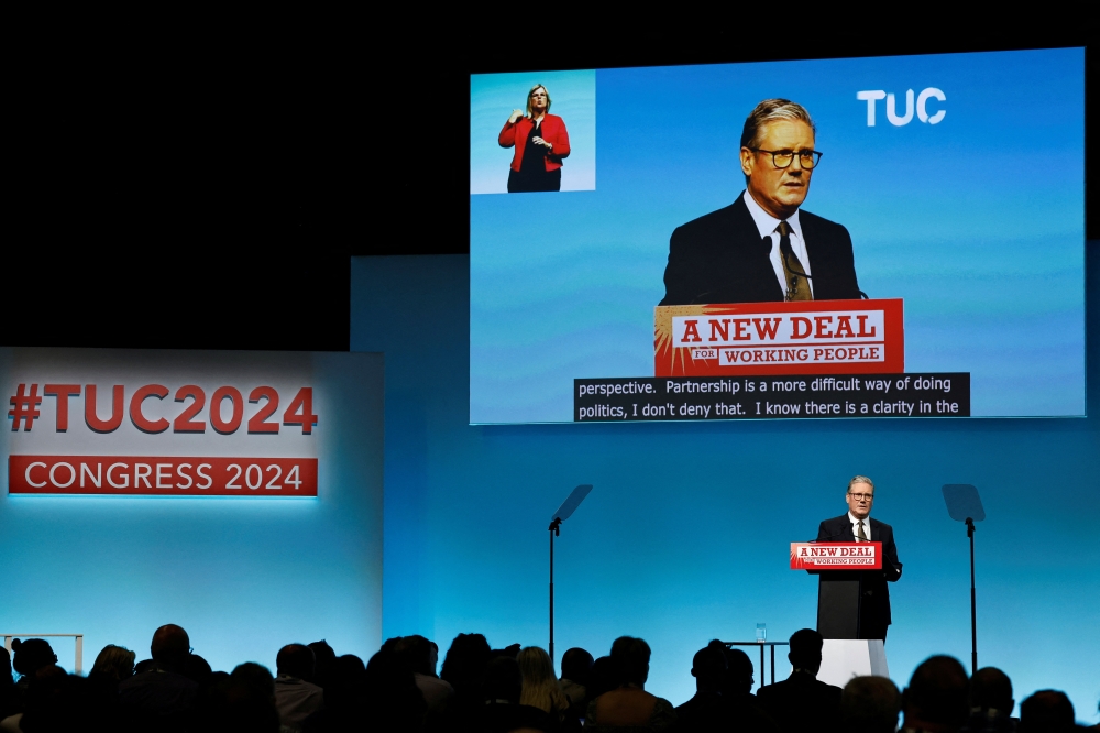 British Prime Minister Keir Starmer speaks at the Trades Union Congress (TUC) conference in Brighton, Britain. — Reuters 