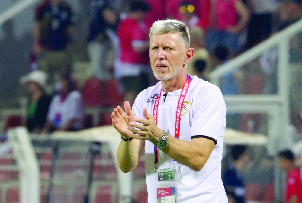 Sultan Qaboos Sports Complex, Muscat, Oman - September 10, 2024 Oman coach Jaroslav Silhavy reacts.