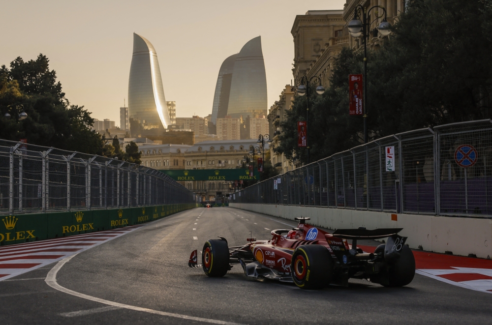 Ferrari's Charles Leclerc during practice 