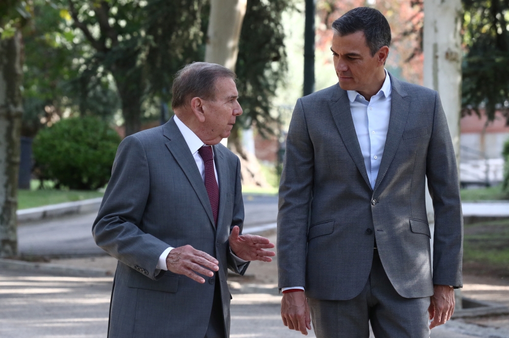 Spain's PM Pedro Sanchez meets with Venezuela's presidential candidate Edmundo Gonzalez at the Moncloa Palace 