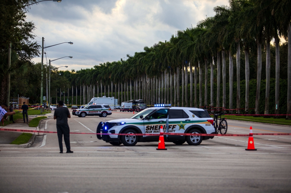 Police outside Trump International Golf Club in West Palm Beach, Fla., on Sunday, Sept. 15, 2024. (Saul Martinez/The New York Times)