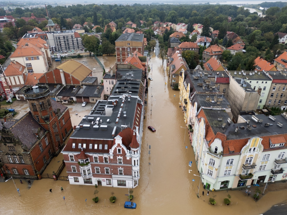 General view taken of a flooded area by Nysa Klodzka river in Nysa, Poland. — Reuters 
