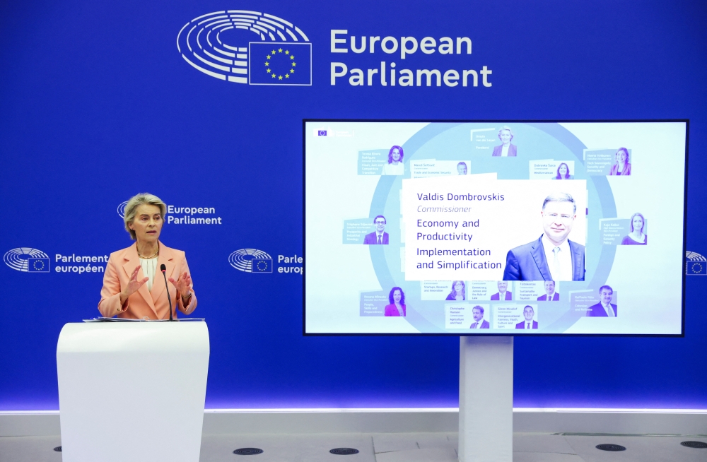 European Commission President Ursula von der Leyen holds a press conference on the suggested structure and portfolios of the college of European Commissioners in Strasbourg, France. — Reuters 